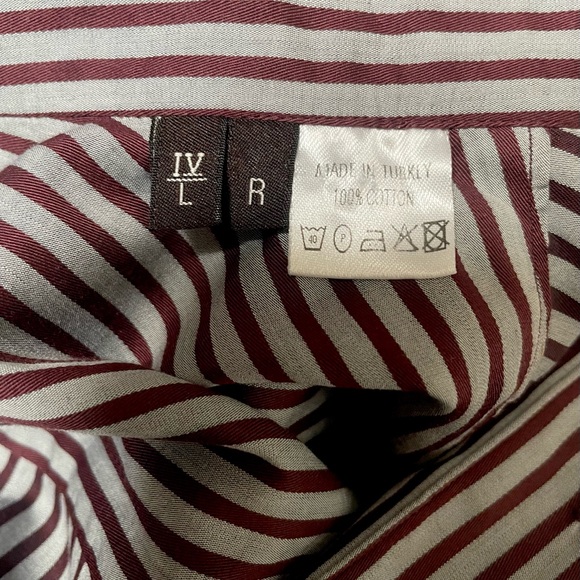 Zegna Gray & Burgundy Pinstriped Collared Button Down Men’s Dress Shirt, Size L - Picture 7 of 7